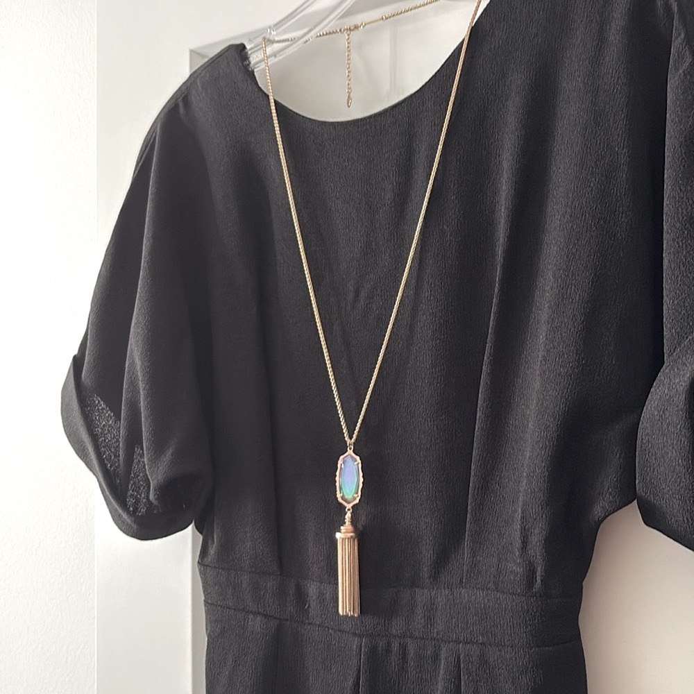 EUC [Kendra Scott] Everly Gold-Tone Iridescent Long Pendant Tassel Necklace - Picture 5 of 14